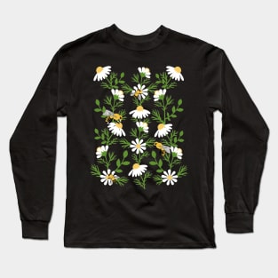 Bees and Daisies flowers Illustration Long Sleeve T-Shirt